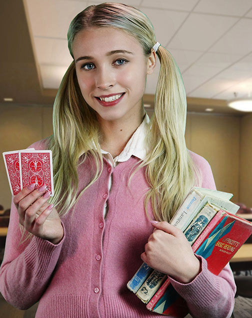 Abbie Schoolgirl at RacyRivals Strip Blackjack